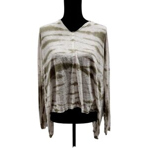 Nwt Vintage Havana Army Green Tie Dye Split Back Long Sleeve Shirt Sz M